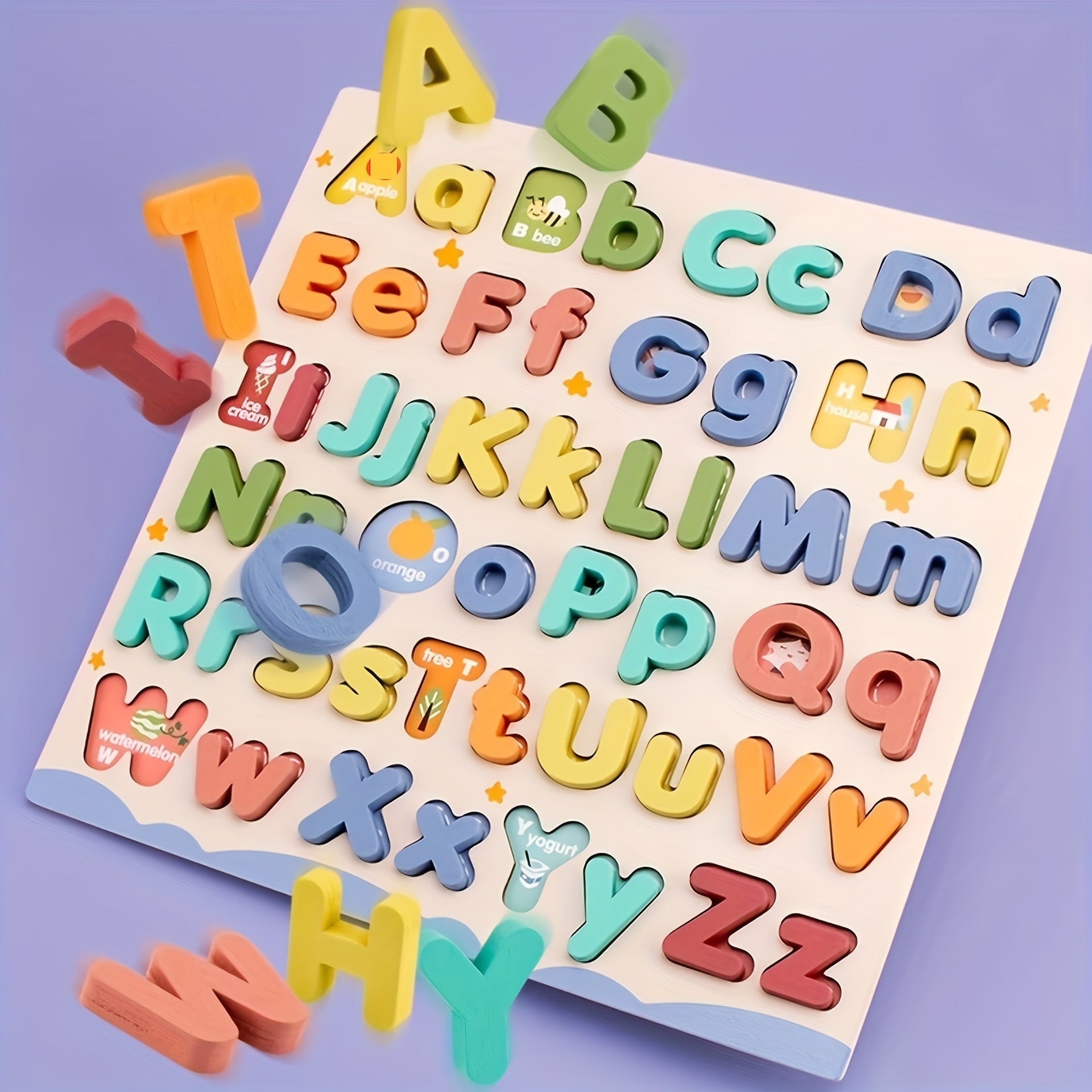 Youngsters's Wooden Letter Puzzle Board - 52 Uppercase And Lowercase Letters - Cognitive Development Toy Suitable for Preschool Education