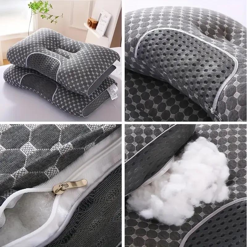 1/2pcs Knitted Vertebra Protection Pillows, 1000G Filling Upgraded Version, Ergonomic for Sleeping, Sleep Massage Pillow Core, Durable Fabric, Household Pillow Moisture Absorption Breathable Bedding Living Room Bedroom Decorative Pillow, christmas gifts,