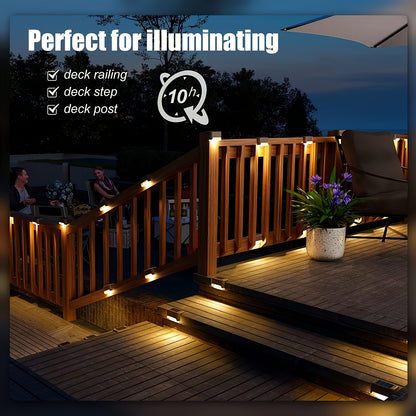 Solar Step Lights Embedded 16-Pack Flush-Mount Deck & Stair Lights with Warm White or Cool White LED – Waterproof Landscape Guide Lights for Outdoor Stairs, Balcony, Courtyard, Villa & Garden Pathway