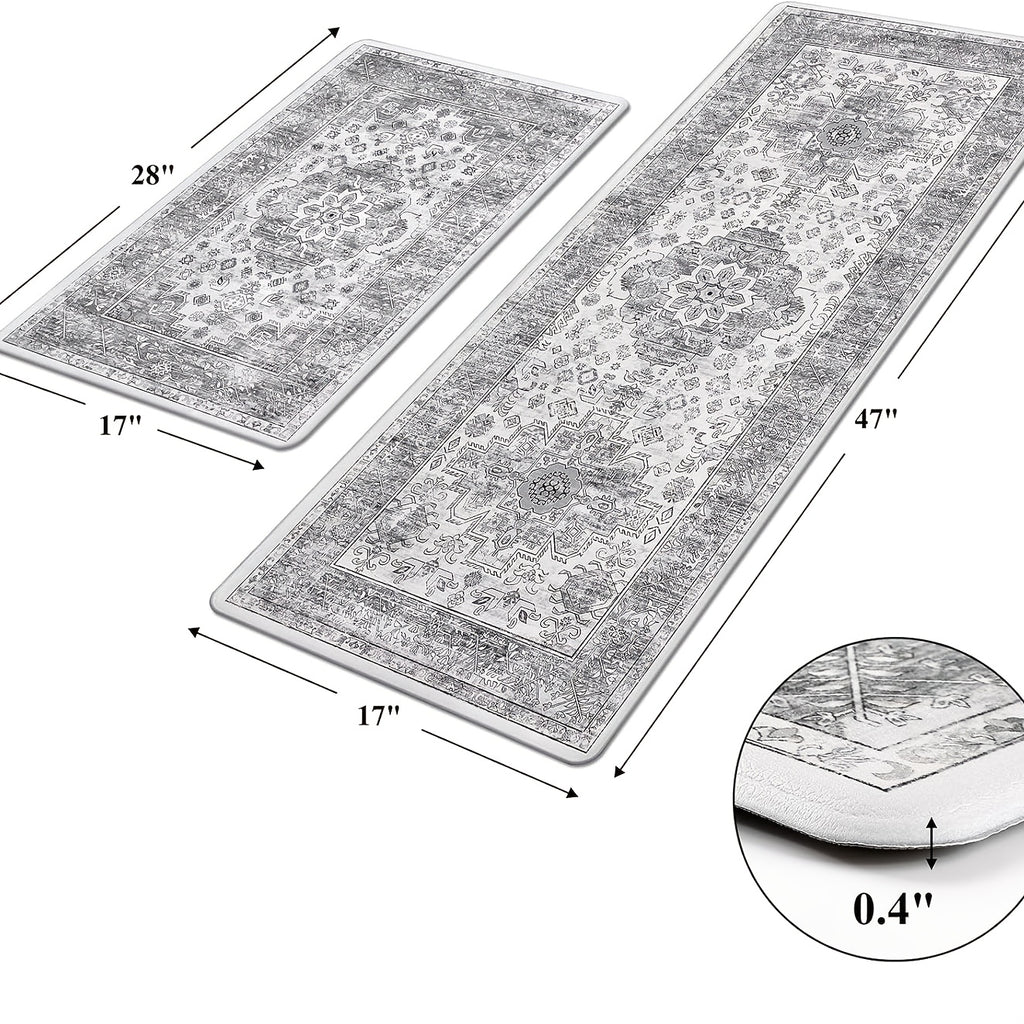 2pcs Floor Mat Suitable & Dining Room - Non-Slip High Quality PVC Foam Cushioned Rugs with Backing, Quick-Dry Easy Clean Runner Mat, Suitable for Farmhouse, Modern Home Decor, Comfort Standing Mat for Floors
