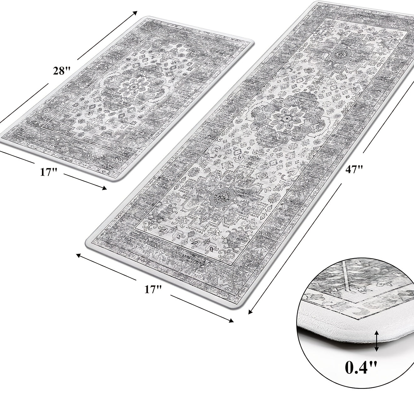 2pcs Floor Mat Suitable & Dining Room - Non-Slip High Quality PVC Foam Cushioned Rugs with Backing, Quick-Dry Easy Clean Runner Mat, Suitable for Farmhouse, Modern Home Decor, Comfort Standing Mat for Floors