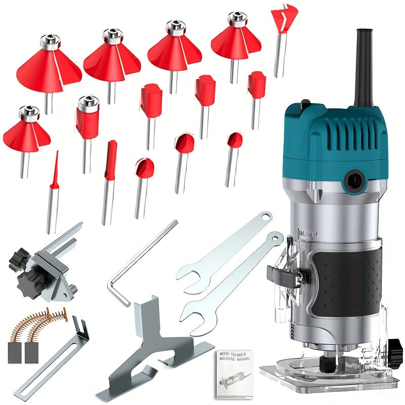 Woodworking Edge Trimming Machine Kit - Compact 800W Wood Carving Machine - 35, 000 RPM with Edge Guide And Roller Guide for Precision Trimming And Carving