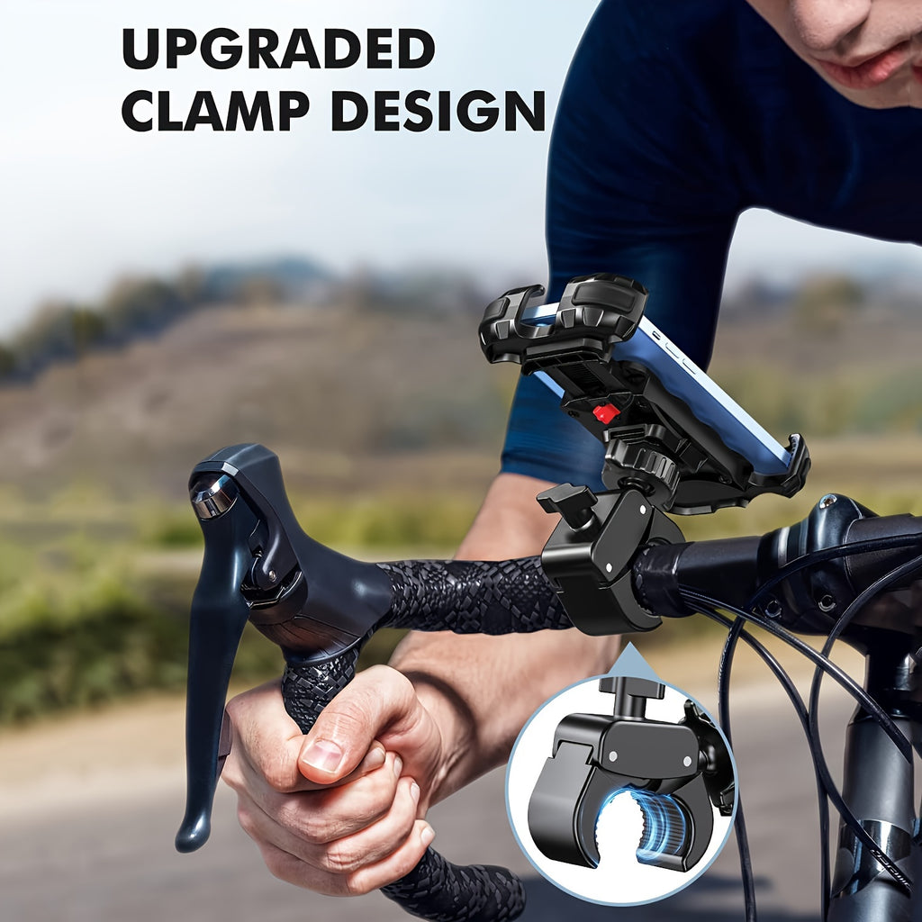 BABACOM Bicycle Phone Holder, Enhanced [1S Lock][Safe Guard] Motorcycle Phone Holder, [360° Rotatable] Phone Mount for Bicycle Handlebars Compatible with 4.7-6.8" Mobile Phones