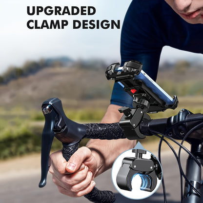 Bike Phone Mount 360° Rotatable Bicycle & Motorcycle Handlebar Phone Holder, 1-Second Lock, Safe Guard, Fits 4.7"-6.8" Phones – BABACOM