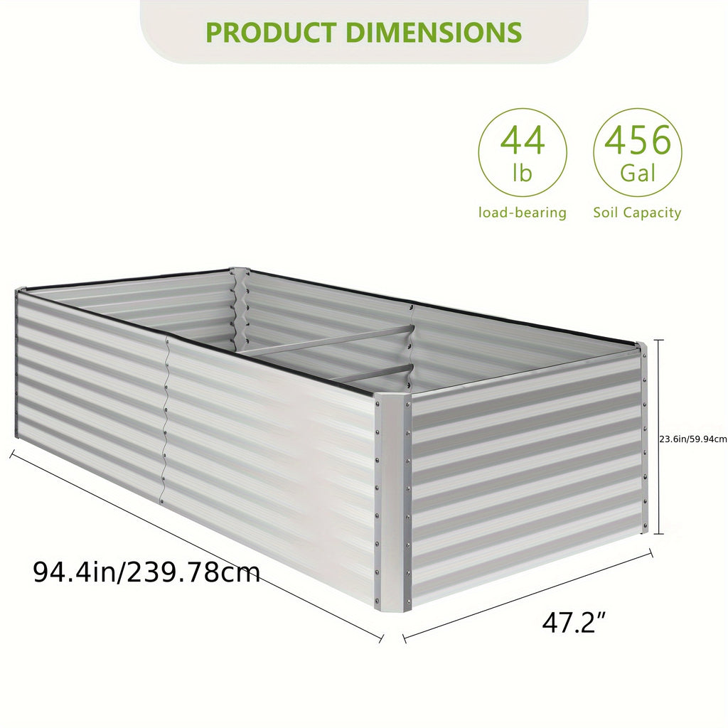 soges Raised Garden Bed, 8 x 4 x 2ft Elevated Galvanized Planter Box Stand with 3 Ground Stakes & Rubber, Outdoor Above Ground Planter Extra Large Garden Box Kits for Garden, Patio, Backyard
