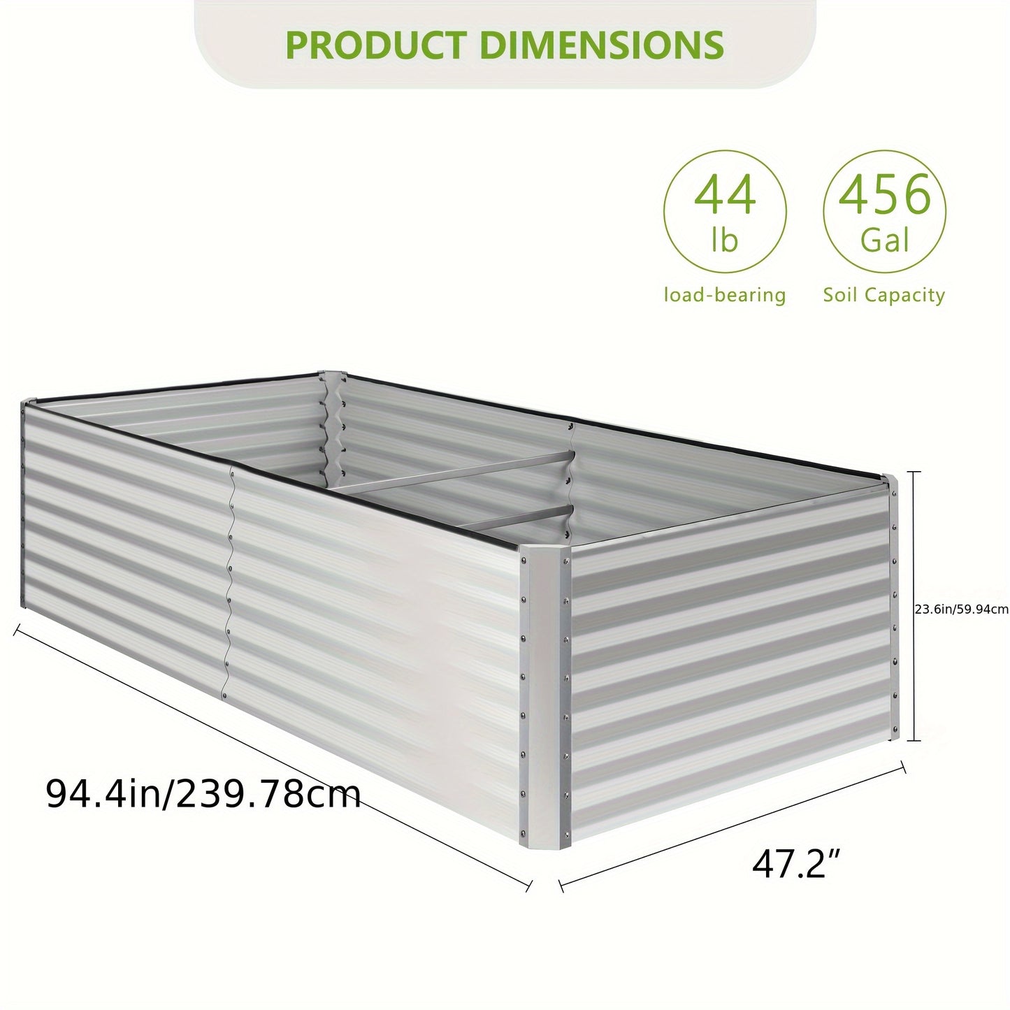 Extra Large Elevated Raised Garden Bed 8x4x2ft – soges Galvanized Planter Box Stand with 3 Ground Stakes & Rubber Feet, Above Ground Garden Kit for Vegetables Herbs Flowers – Patio Backyard
