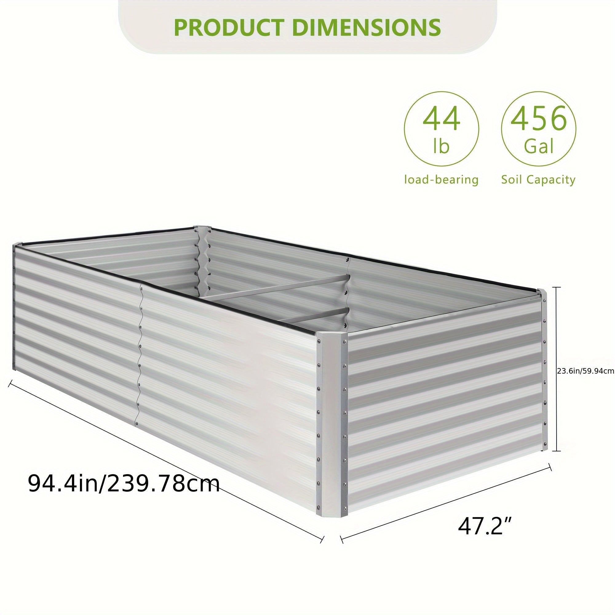 soges Raised Garden Bed, 8 x 4 x 2ft Elevated Galvanized Planter Box Stand with 3 Ground Stakes & Rubber, Outdoor Above Ground Planter Extra Large Garden Box Kits for Garden, Patio, Backyard