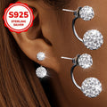 Pair Pack, S925 Silver, Women'S Fashion Ball Earrings, Flashball Studs, Hanging Style, Half-Wrapped, Blingbling, Shiny, Daily Versatile, Suitable for Parties And Banquets, Low Allergy