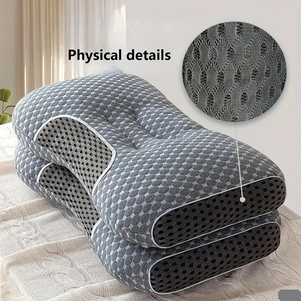 2pcs Massage Neck Pillows Adjustable Ergonomic Orthopedic Contour Support, High-Quality Pillow Core With Removable Zippered Cover, All-Season Sleeping Comfort, Neck And Shoulder Massager, Modern Pillow Design, Breathable Fabric