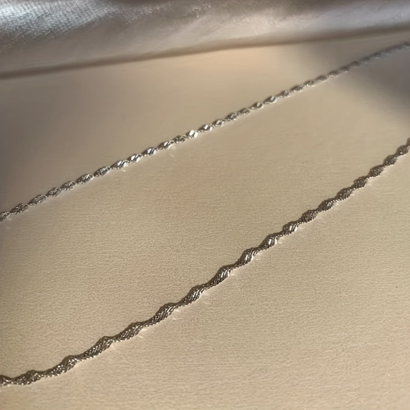 925 Silvery Water Ripple Chain, Easy Collarbone Necklace, Fashionable And Versatile, Elegant Vacation Style, High-Quality Anti-Allergy, Suitable for Women'S Daily Wear, Vacation Jewelry, a Gift for Her, Fashionable Jewelry, Easy Necklace, Exquisit