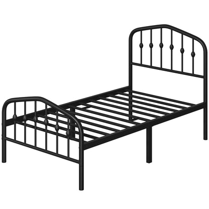 Metal Platform Bed Frame with Arched Headboard Footboard Queen Full Twin No Box Spring 800 lb Capacity Underbed Storage - ALDEN DESIGN Modern Bed, Black White, Canada