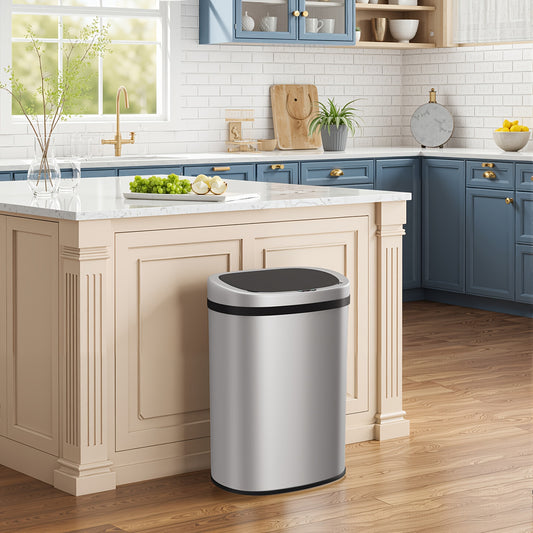 13 Gallon Stainless Steel Kitchen Trash Can, Automatic Garbage Can Touchless Motion Sensor, Trash Can with Lid Anti-Fingerprint Mute Designed, Waste Bin 50L for Home, Storage Boxes for Organizing, for Home Organization, Household Essentials