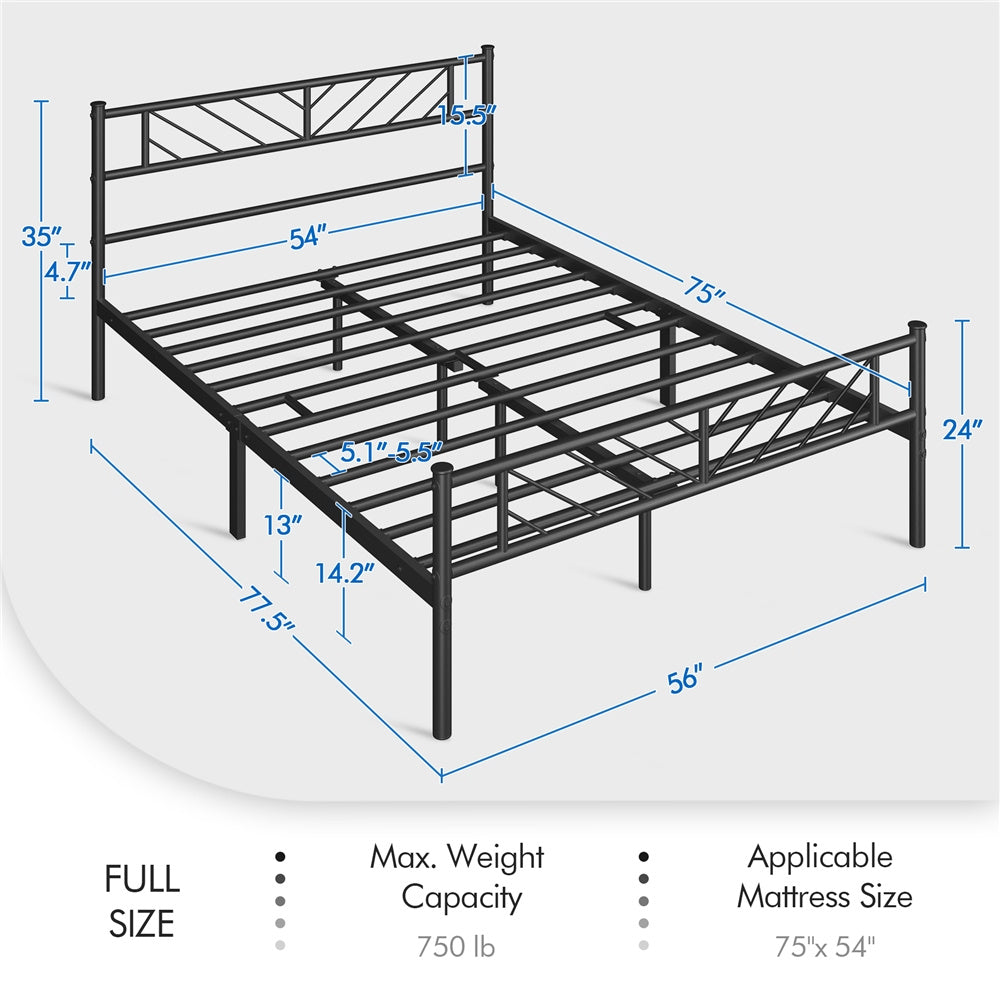 Metal Platform Bed Frame Twin Full Queen with Arrow Headboard Footboard No Box Spring Needed Underbed Storage - ALDEN DESIGN Minimalist Bed, White Black, Canada