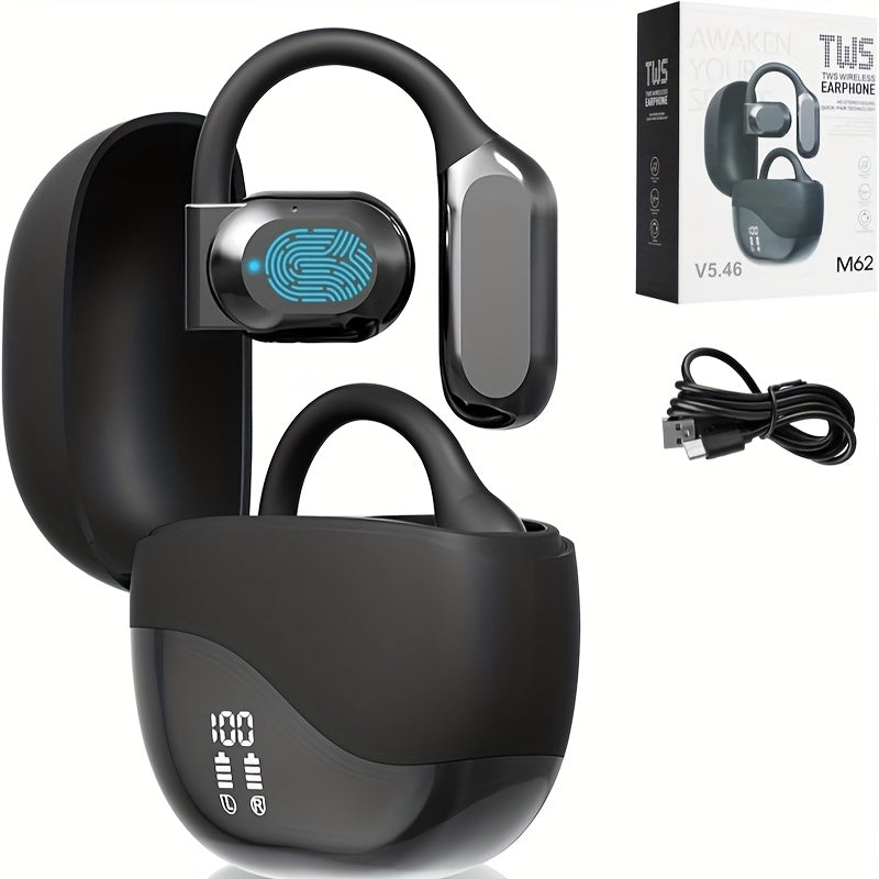 Real-Time AI Translator Earbuds 156 Languages & Accents – OWS Open-Ear 3-in-1 Translation Earbuds, Long Battery Life, Instant Voice Translation for Travel, Business & Study – Black