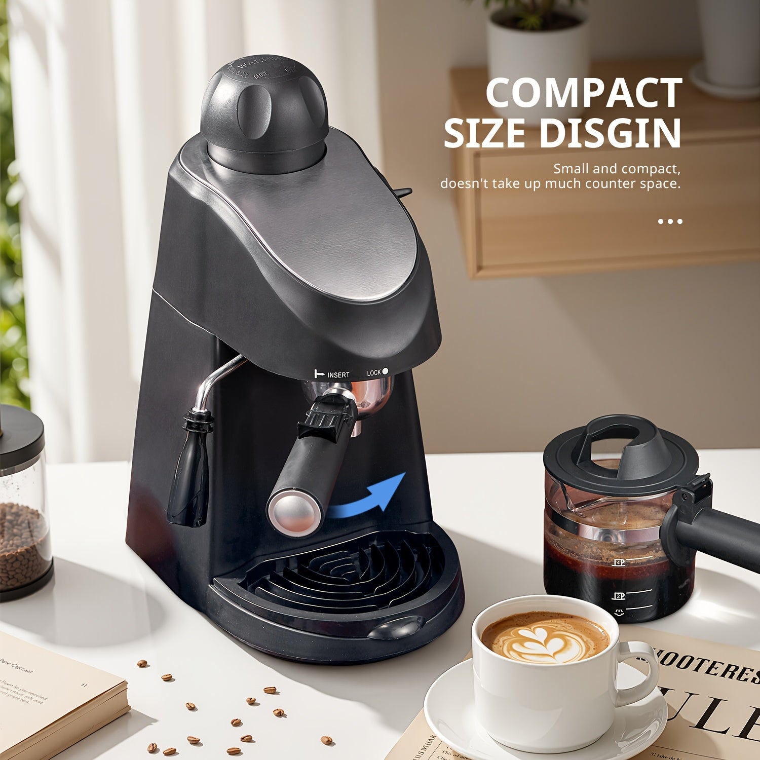 Espresso Machine, 3.5Bar Espresso Coffee Maker, Espresso And Cappuccino Machine with Milk Frother, Espresso Maker with Steamer (Black)