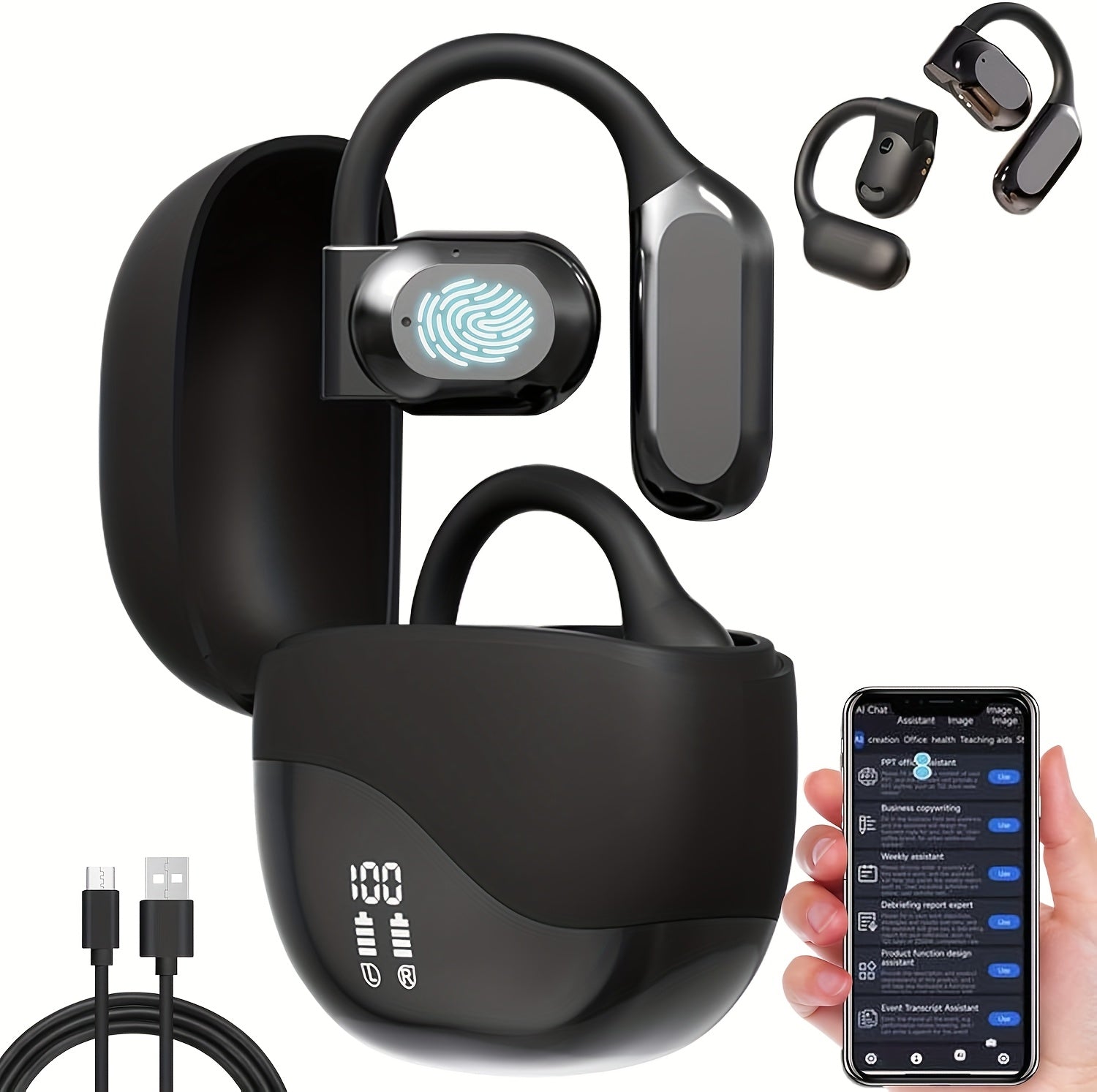 2025 AI Language Translator Earbuds Real Time, OWS 3-In-1 Translation Earbuds 156 Languages And Accents And Long Battery Life, Ideal for Travel And Business