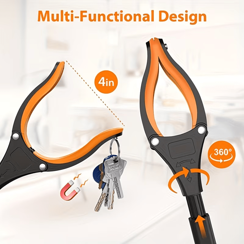 [Father'S Day]Extra Long 43-Inch Heavy-Duty Magnetic Tip Heavy Duty Telescopic Pole with Ergonomic Non-Slip Handle & Folding Mechanism - Lightweight Aluminum Long Reach Grabber for Elderly, Disabled, Commercial/Residential Use - Heavy-Duty Extended Arm wi