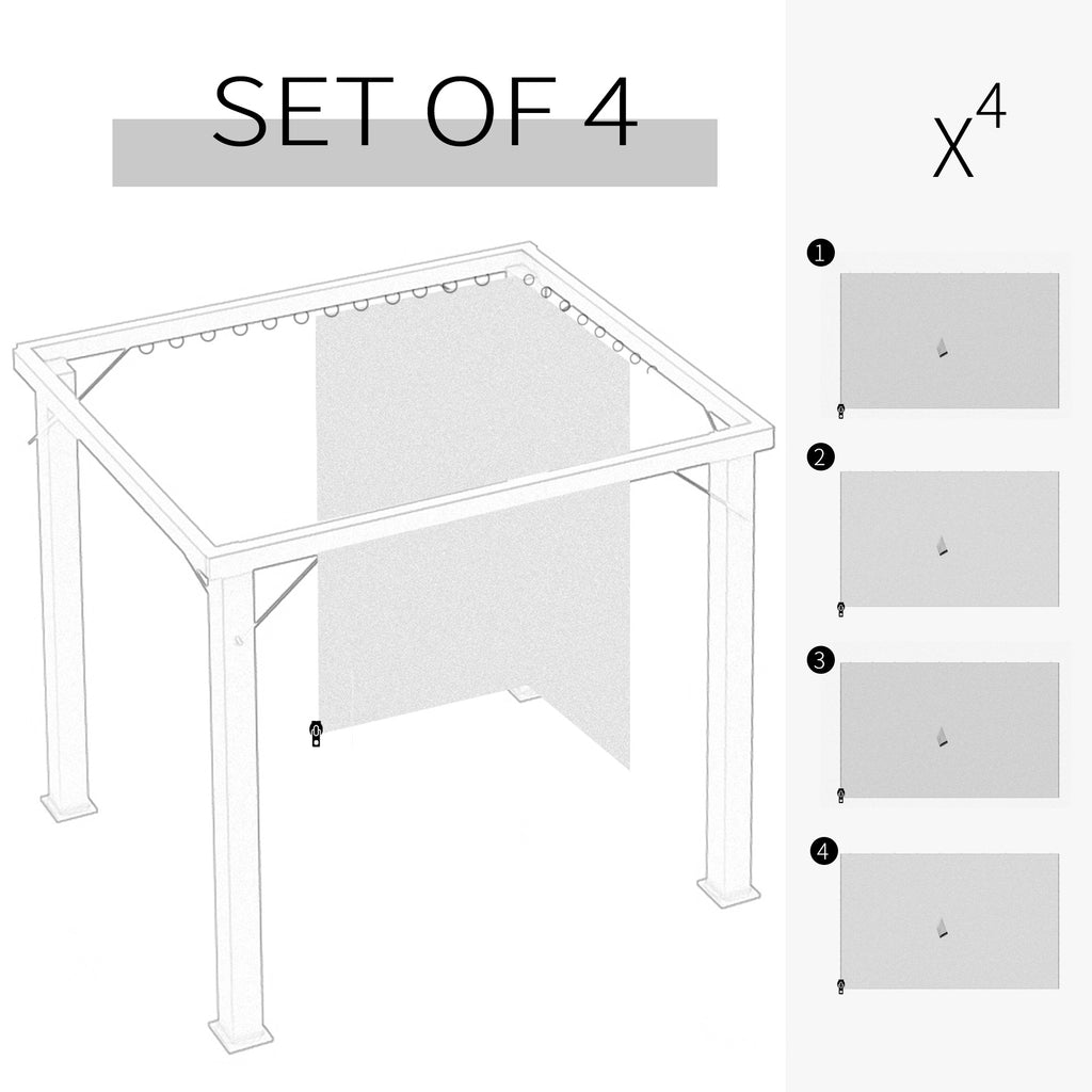 Replacement Gazebo Curtains with Zipper, 4-Panel Gazebo Privacy Side Panels Only, for 10' x 12' (3 x 3.6 M) Gazebos or Pergolas, Hooks/C-Rings Included, Brown, Outdoor Events Protection, Durable Polyester Fabric, Easy Installation