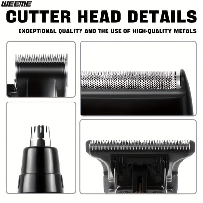 Hair Clipper Set for Men – Weeme USB Rechargeable Trimmer with LCD Screen, 8 Guide Combs, Shaver & Cleaning Kit | Father's Day Grooming Gift