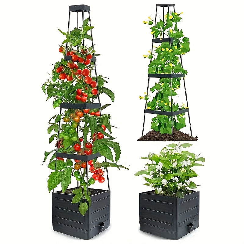 1 Pack/2 Packs Raised Garden Bed Tomato Planter with Trellis, 57" Tomato Cages for Climbing Vegetables Plant, Self Watering Planters Box for Garden Pots for Patio Greenhouse Indoor Outdoor