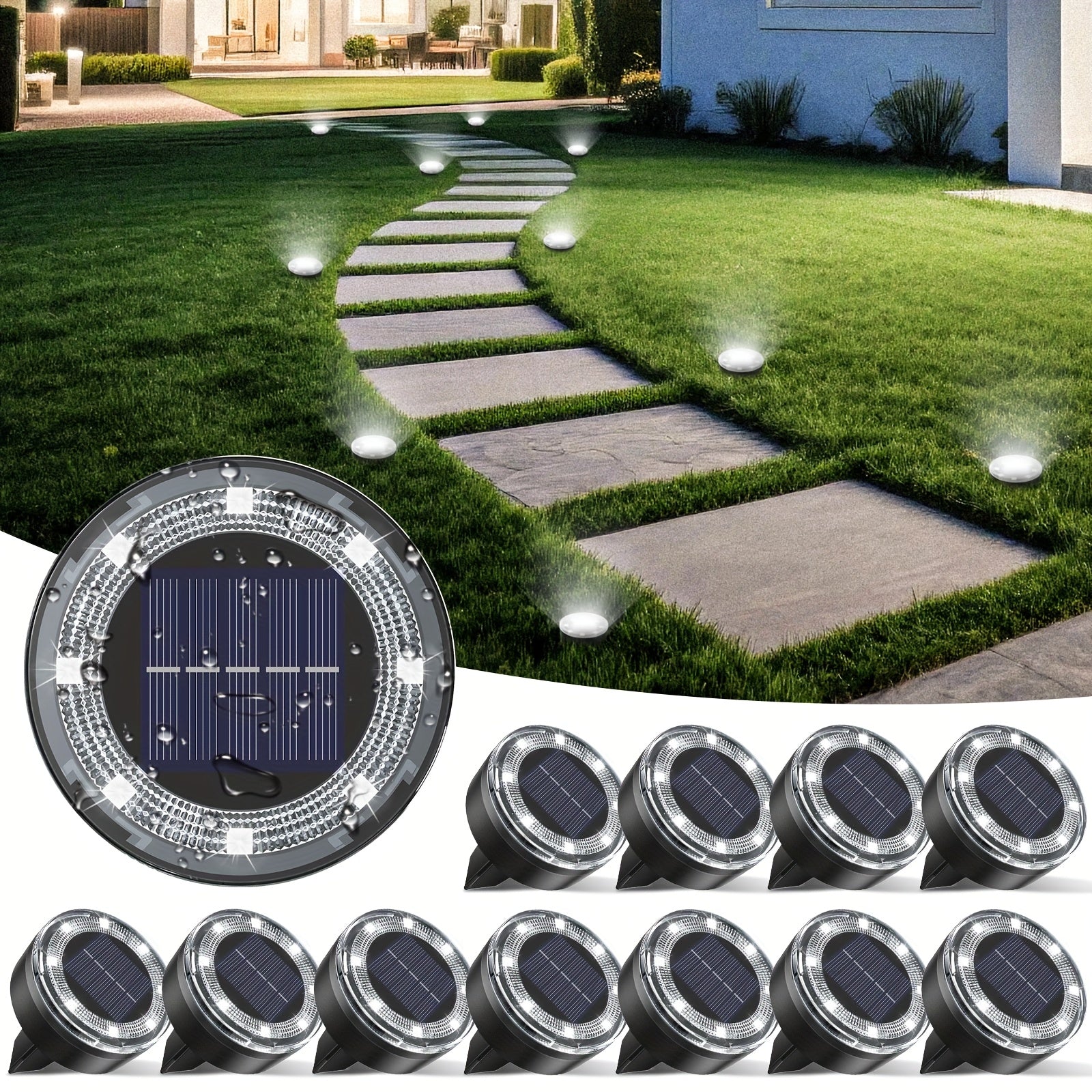 IP44 Solar In-Ground Lights 8 LED – Regular & Mini Versions, Auto On/Off, 4-20 Pack for Garden, Pathway, Driveway, Stairs, Deck & Swimming Pool | ShopVora CA