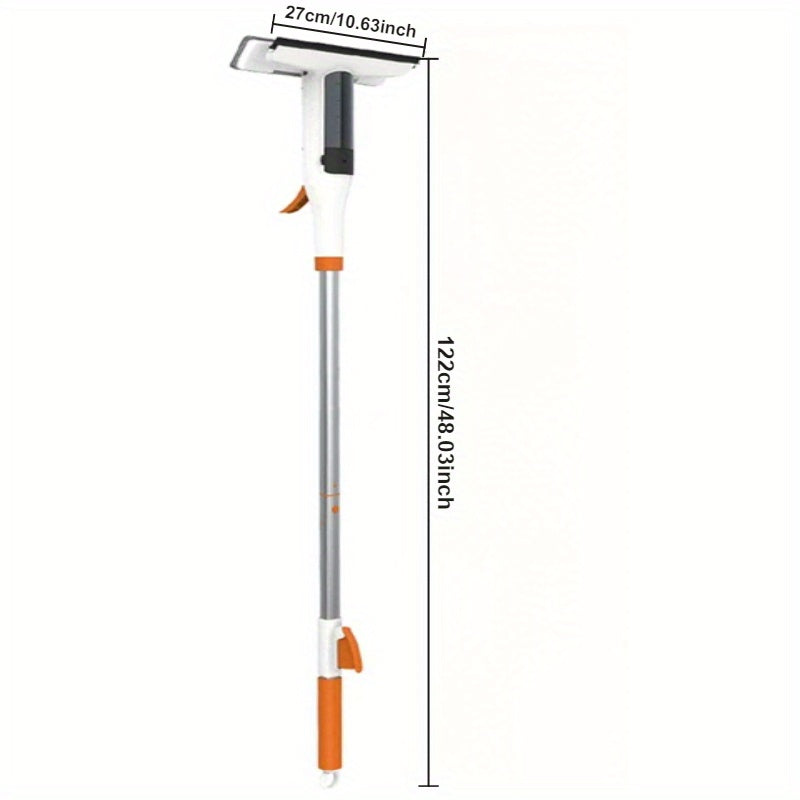 3-in-1 Glass Cleaning Kit - Durable Metal Pole, Silicone Scraper Included - Ideal for High Windows, Shower Doors & Car Windshields - Essential Home Cleaning Tool