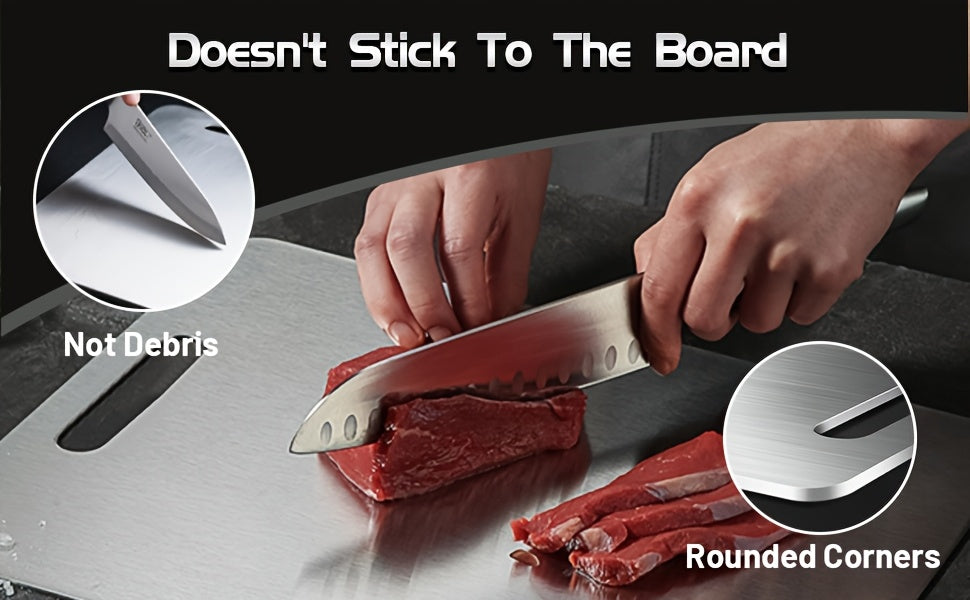 Titanium Steel Cutting Board Set 3/4pcs - Dual-Sided Food-Grade Stainless Steel Kitchen Chopping Board for Meat Vegetables Fruit