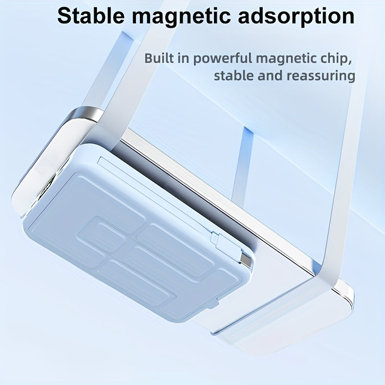10000mAh Magnetic Power Bank with Digital Screen & Built-in Dual Cables - Charge 5 Devices Simultaneously, Portable USB Fast Charging Battery Pack with Stand, Compatible with iPhone 15 Pro Max iPad