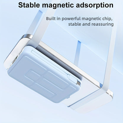 10000mAh Magnetic Power Bank with Digital Screen & Built-in Dual Cables - Charge 5 Devices Simultaneously, Portable USB Fast Charging Battery Pack with Stand, Compatible with iPhone 15 Pro Max iPad