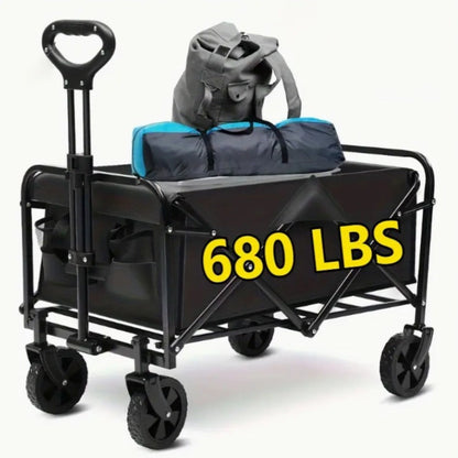 Folding Shopping Cart Trolley with 360° Anti-Skid Wheels & Height Adjustable Handle – Heavy Duty Utility Cart for Grocery, Camping, Sports & Outdoor Use