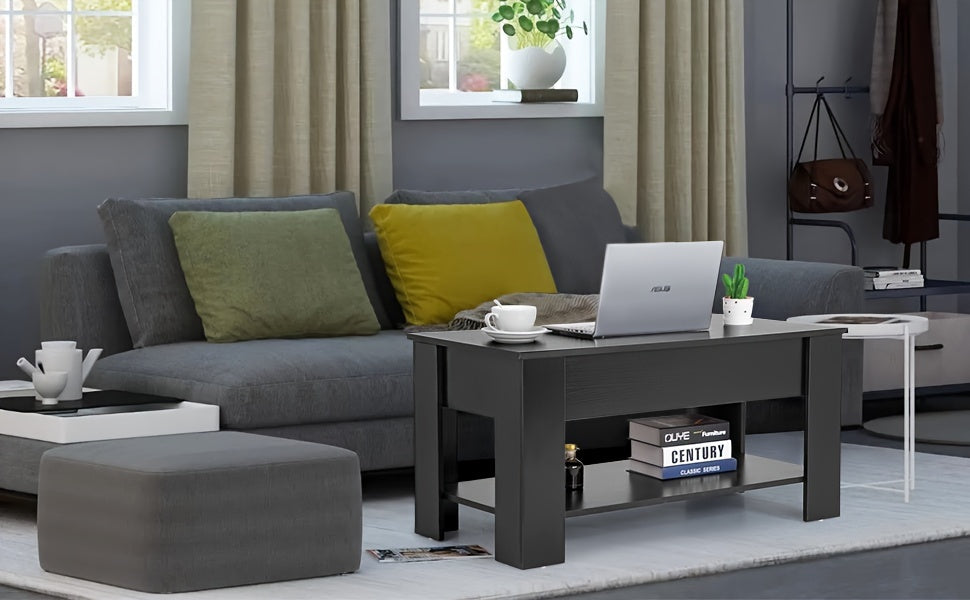 Coffee Table, Lift Top Coffee Table with Large Hidden Storage Shelf, Lift Tabletop Dining Table for Living Room, Home Small Space