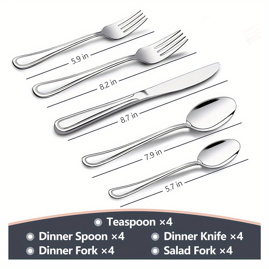 20/22/24/40/60/80/120pcs Stainless Steel Cutlery Set, Suitable for Home Kitchen Restaurant Hotel, Kitchen Utensils Set, Mirror Polished, Dishwasher Safe, Perfect for Gifts And Weddings. Local Warehouse, Kitchen Additions