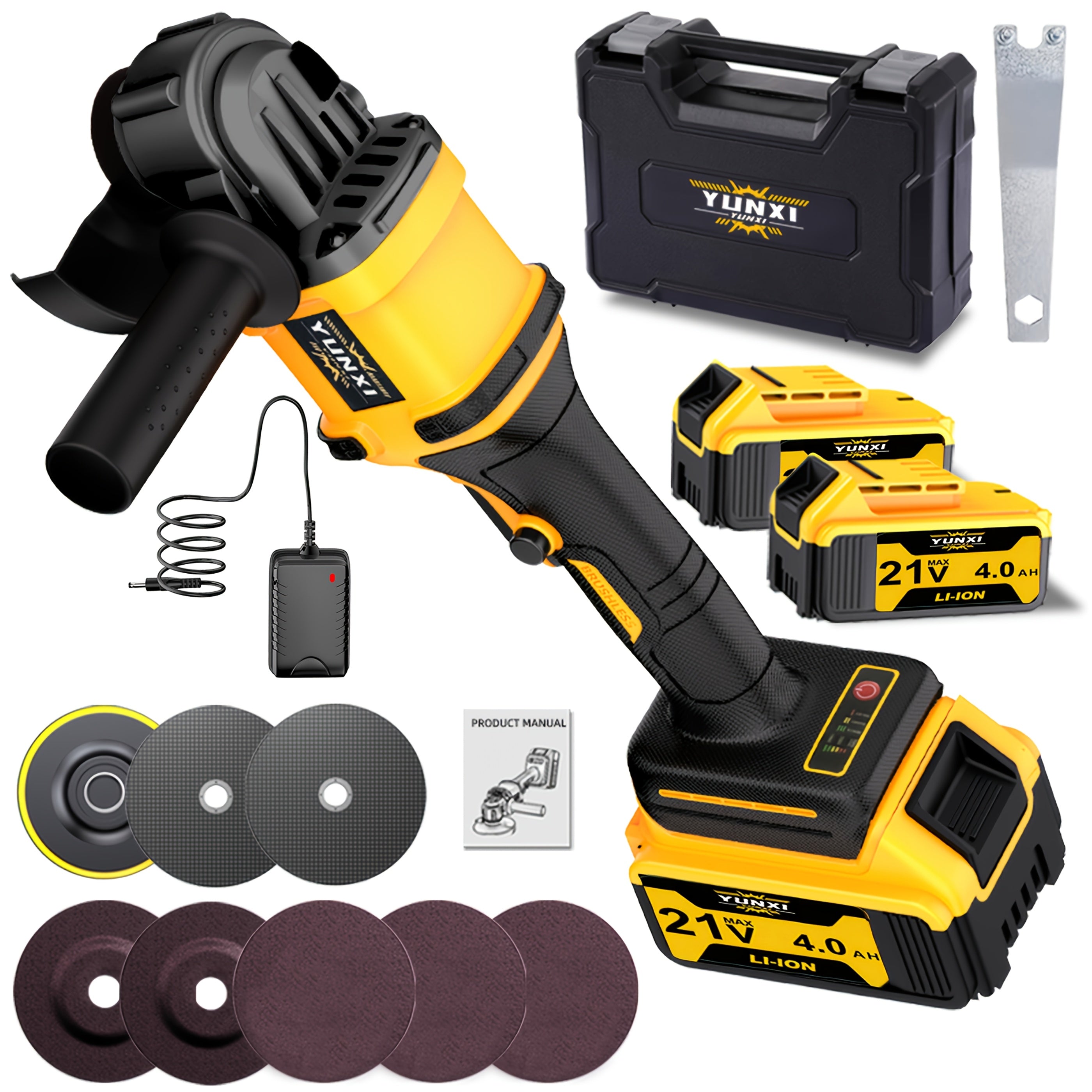Rechargeable Angle Grinder Polisher Kit 2-in-1 Wireless Portable Power Tool for Metal Wood Car Repair – Cordless Grinding Polishing Machine, DIY & Auto Detailing Tool, Great Gift Idea