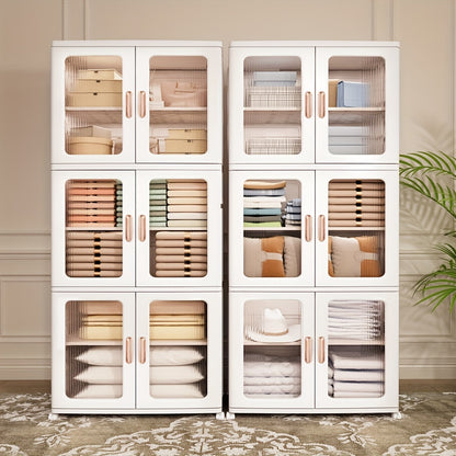 Stackable Wheeled Storage Box with Lid - Large Capacity Wardrobe Locker & Shoe Cabinet for Bedroom, Bathroom, Garage & Corridor - Portable Rolling Home Storage Organizer for Clothes, Tools & Groceries