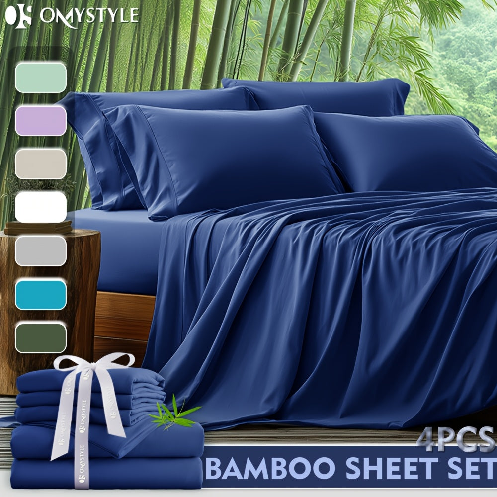 Deep Pocket Bamboo Sheet Set 4 or 6 Piece with Flat Sheet Fitted Sheet & Pillowcases – Cooling Breathable Bedding for Hot Sleepers & Kids, Twin Full Queen King, 7 Colours | Canada