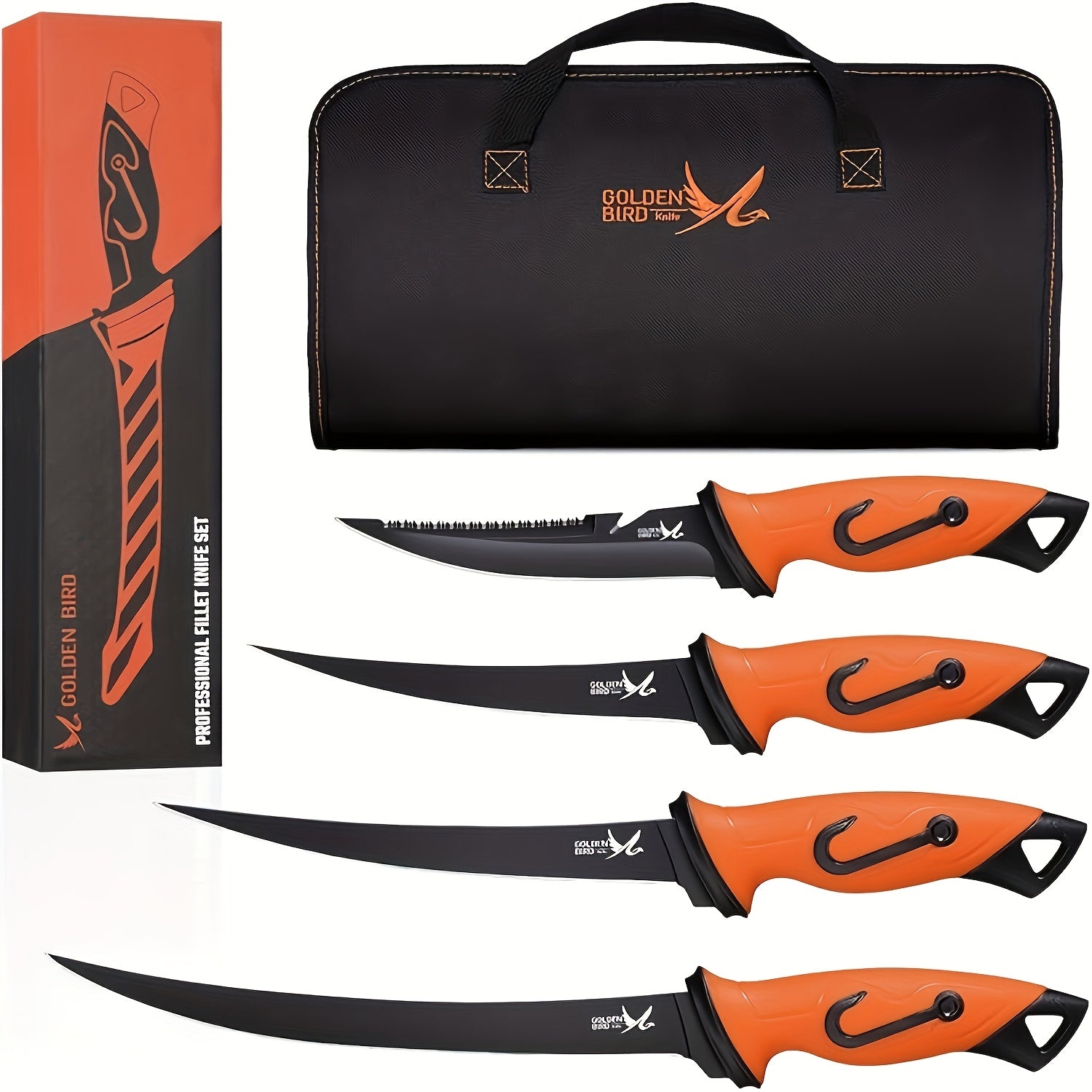 5pcs Filleting Knife Set - Fishing Knife Boning Knife And Bait Knife With Protective Sheath, Sharp Blade For Meat Cutting, Non-Slip Handles Trimming Knife With Storage Bag, Ideal Gift Christmas, Father'S Day