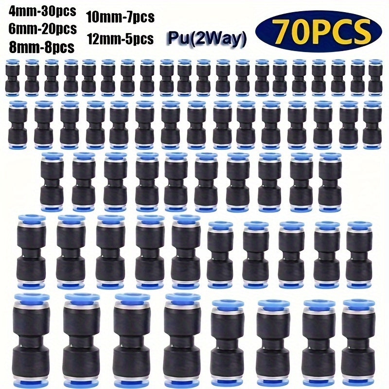 Pneumatic Quick Connector Fittings Push-In Joints for Air Tubing, PU4/6/8/10/12 Air Hose Connectors, Pneumatic Tube Fittings for Compressor & Air Lines