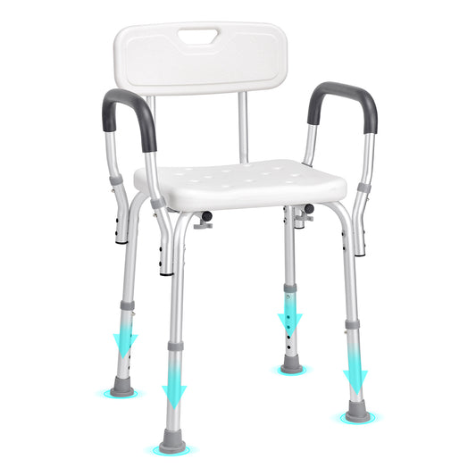 VEVOR Shower Chair, Adjustable Height Shower Stool, Shower Seat for Inside Shower or Tub, Non-Slip Bench Bathtub Stool Seat for Elderly Disabled Handicap, 350 LBS/ 500 LBS Capacity, No handrails/With handrails