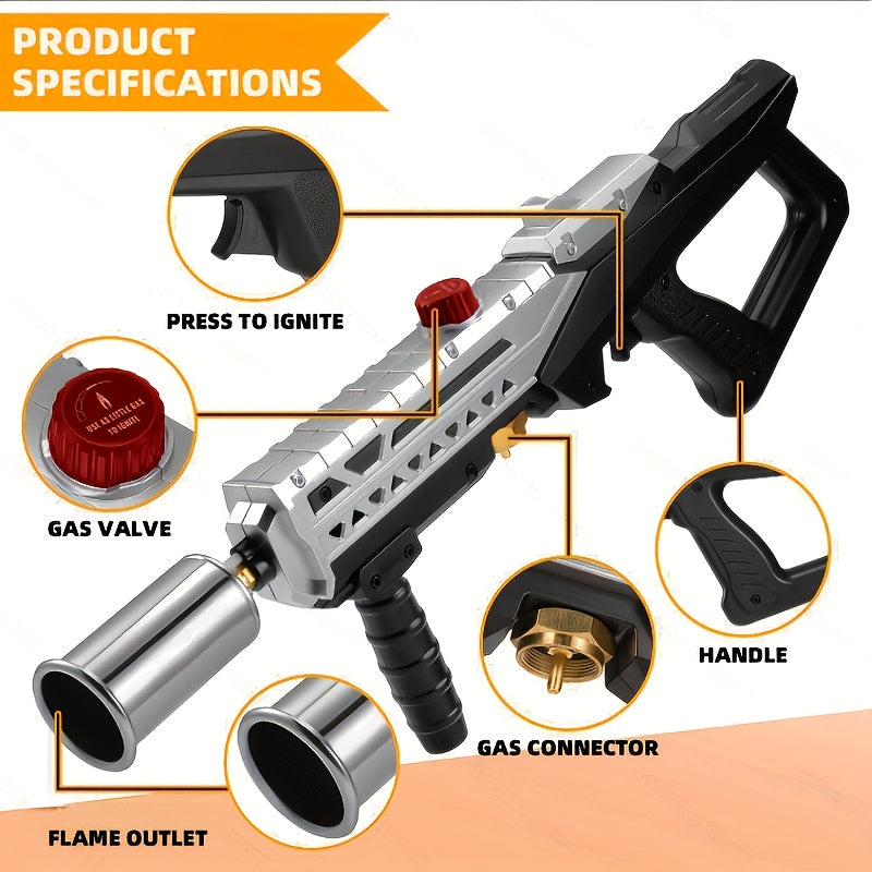 Powerful Propane Torch Gun, Flamethrower with Adjustable Flame, Blow Torch for Campfire, Fire Pit Starter, BBQ, Weed Killing, Fun Gift (Propane Tank Not Included)