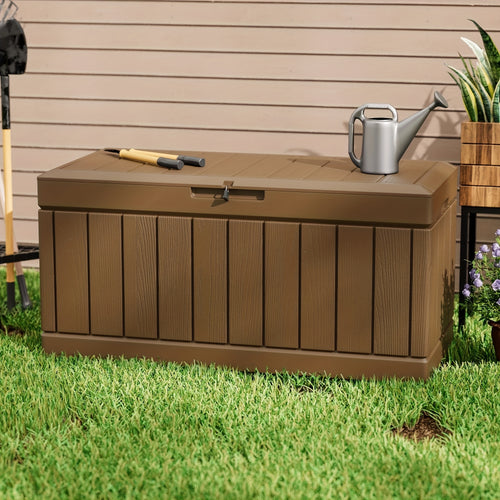 82 Gallon Deck Box Lockable Waterproof Resin – Outdoor Storage Bench for Patio, Garden, Pool & Backyard, UV Resistant, Doubles as Seating, 4 Colours, Easy Assembly Canada