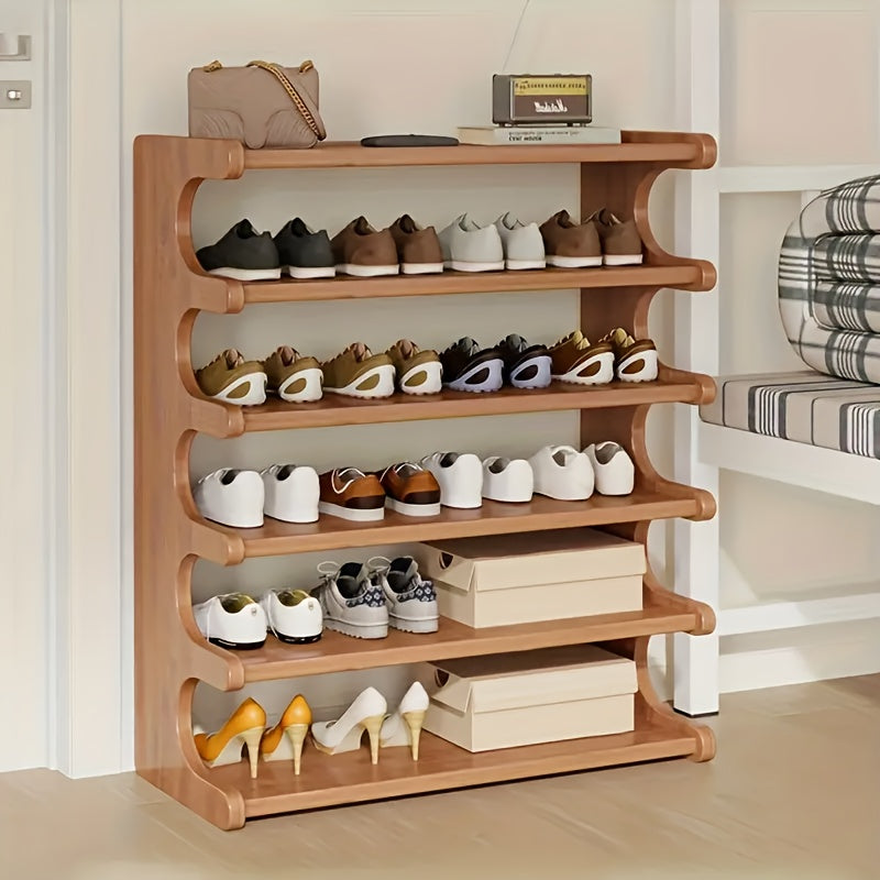Multi-layer Bamboo Shoe Rack, Wood Grain Finish, Suitable for Dormitories And Home Entrances, Easy to Assemble, Brown, Freestanding, Practical Multi-layer Storage Rack, Home Storage, Multiple Scenarios.