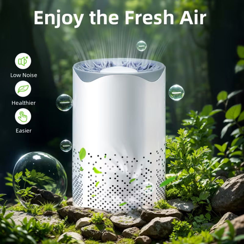 Bedroom Air Purifier HEPA Filter Washable & Replaceable – Ultra Quiet Sleep Mode, Removes 99.97% Dust, Smoke, Allergens, Pet Dander & Odors, Energy Efficient USB Powered Night Use