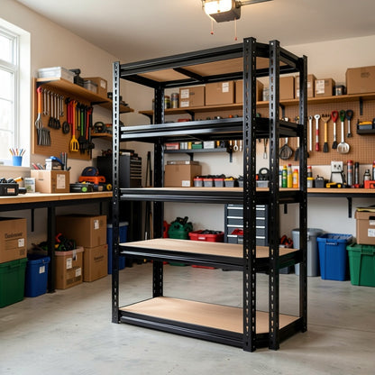 5-Tier Heavy-Duty Garage Storage Rack 2000 lbs Capacity – 60"/72" Adjustable Industrial Shelving Unit, Black Metal, Easy Assembly for Garage, Closet & Pantry Organization | ShopVora CA