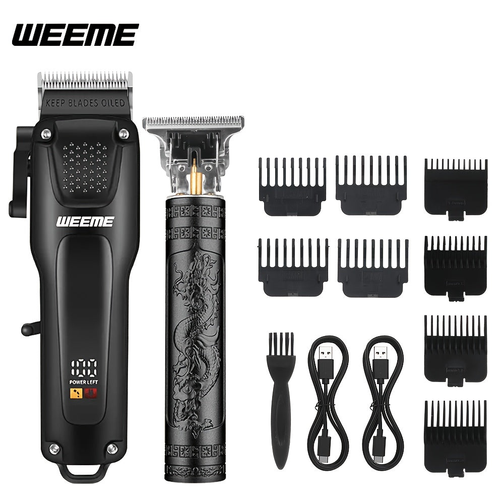 WEEME Men's Electric Hair Clipper Kit – USB Rechargeable, Precision Adjustable Blades, LCD Display, Portable Barber-Grade Home Grooming Set, Perfect Father's Day Gift for Him