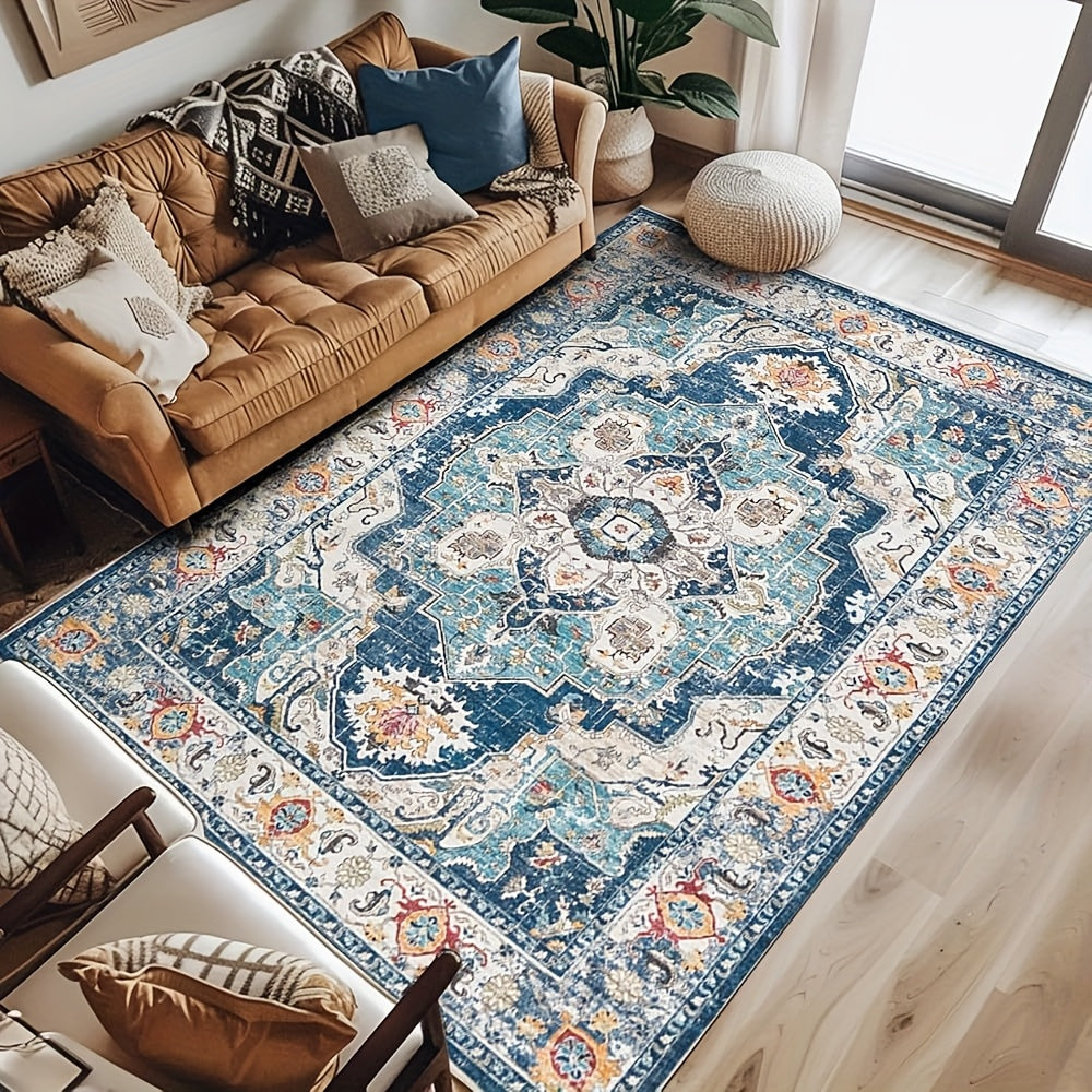 JINCHAN 8x10 Washable Vintage Floral Area Rug – Boho Retro Thin Accent Carpet for Living Room, Bedroom, Kitchen & Farmhouse, Multiple Colours | ShopVora CA