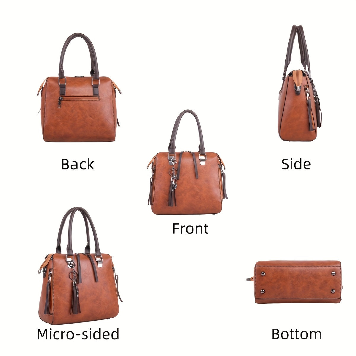 Fashionable And Versatile 4pcs Women'S Bag Set, Retro Tote Bag, Crossbody Shoulder Bag, Handbag, Wallet, Oil Wax PU Tassel Tote Bag, Meeting The Needs of Daily Commuting, Travel, for Best Birthday Gifts, Christmas And Valentine'S Day Gifts