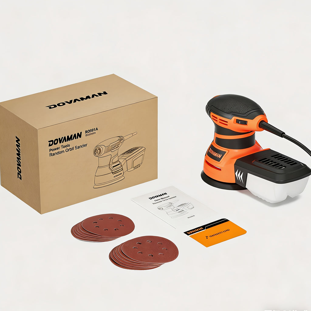 ROS01A Orbital Sander, 3A Random Orbit Sander, 6 Variable Speeds, Up to 13000 Rpm, 12pcs Sandpapers, 5in Sanding Pad, Dust Collection, Electric Sander Perfect for Woodworking
