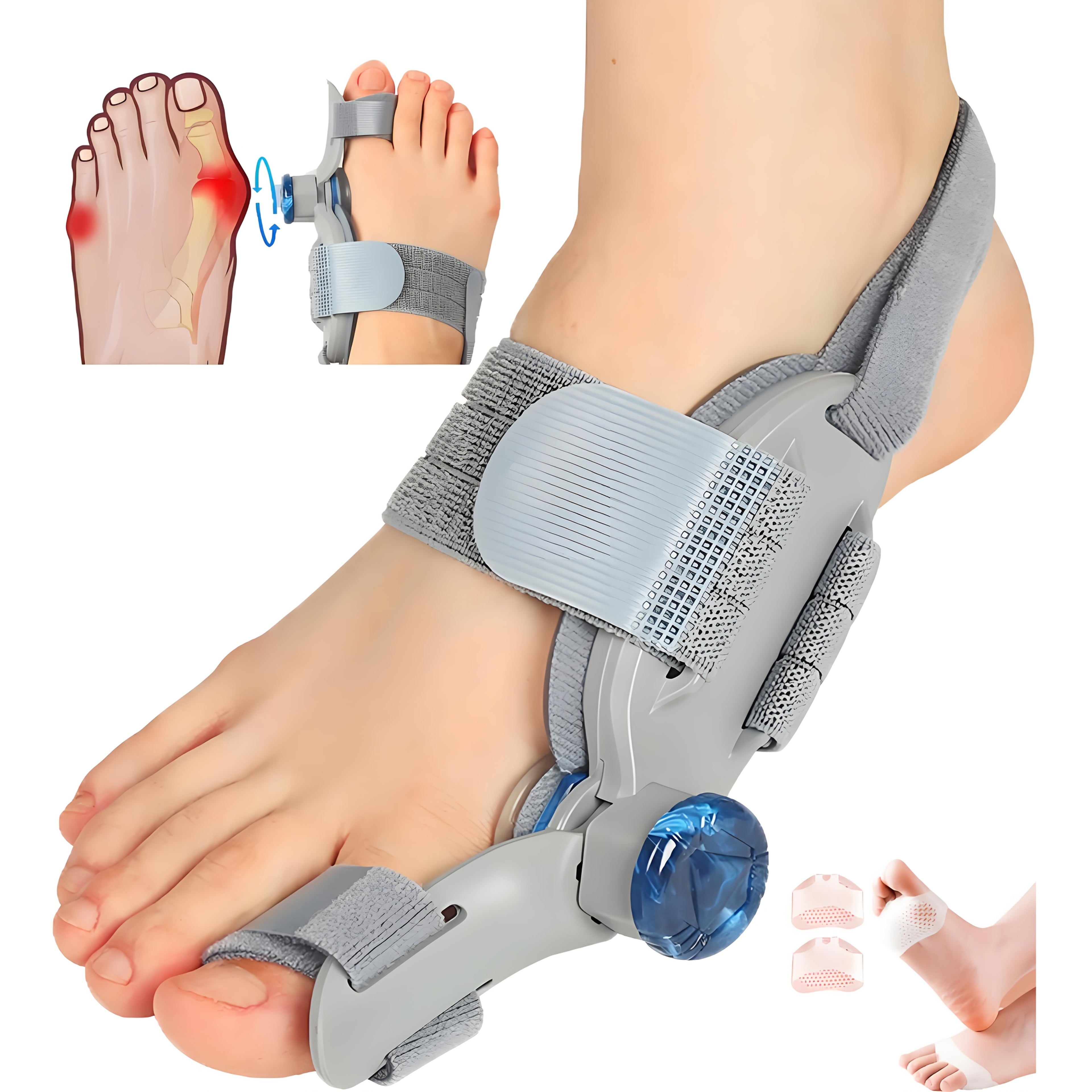Bunion Corrector for Men & Women – Adjustable Knob Double Toe Straightener with Anti-Slip Heel Strap, Big Toe Separator for Foot Pain Relief & Comfort Support, Fits Left & Right Feet | ShopVora CA