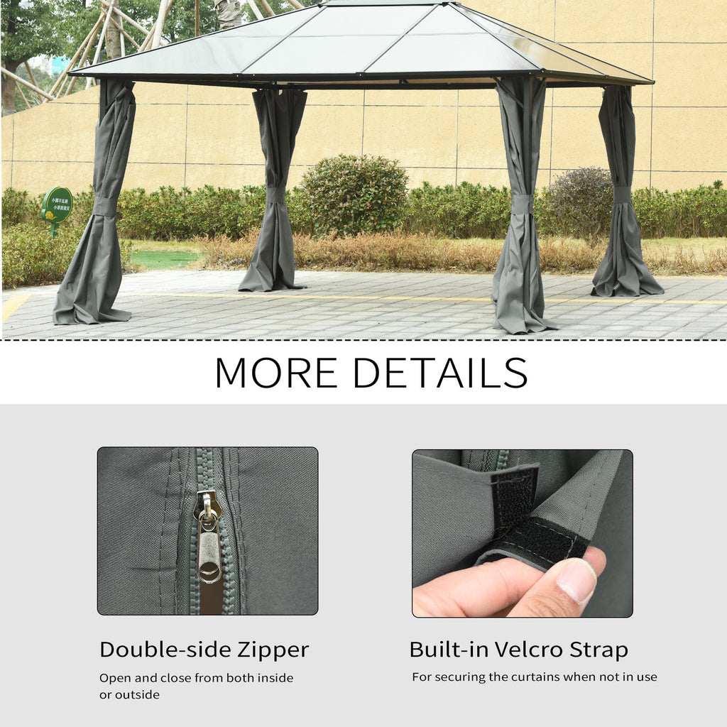Replacement Gazebo Curtains with Zipper, 4-Panel Gazebo Privacy Side Panels Only, for 10' x 12' (3 x 3.6 M) Gazebos or Pergolas, Hooks/C-Rings Included, Brown, Outdoor Events Protection, Durable Polyester Fabric, Easy Installation