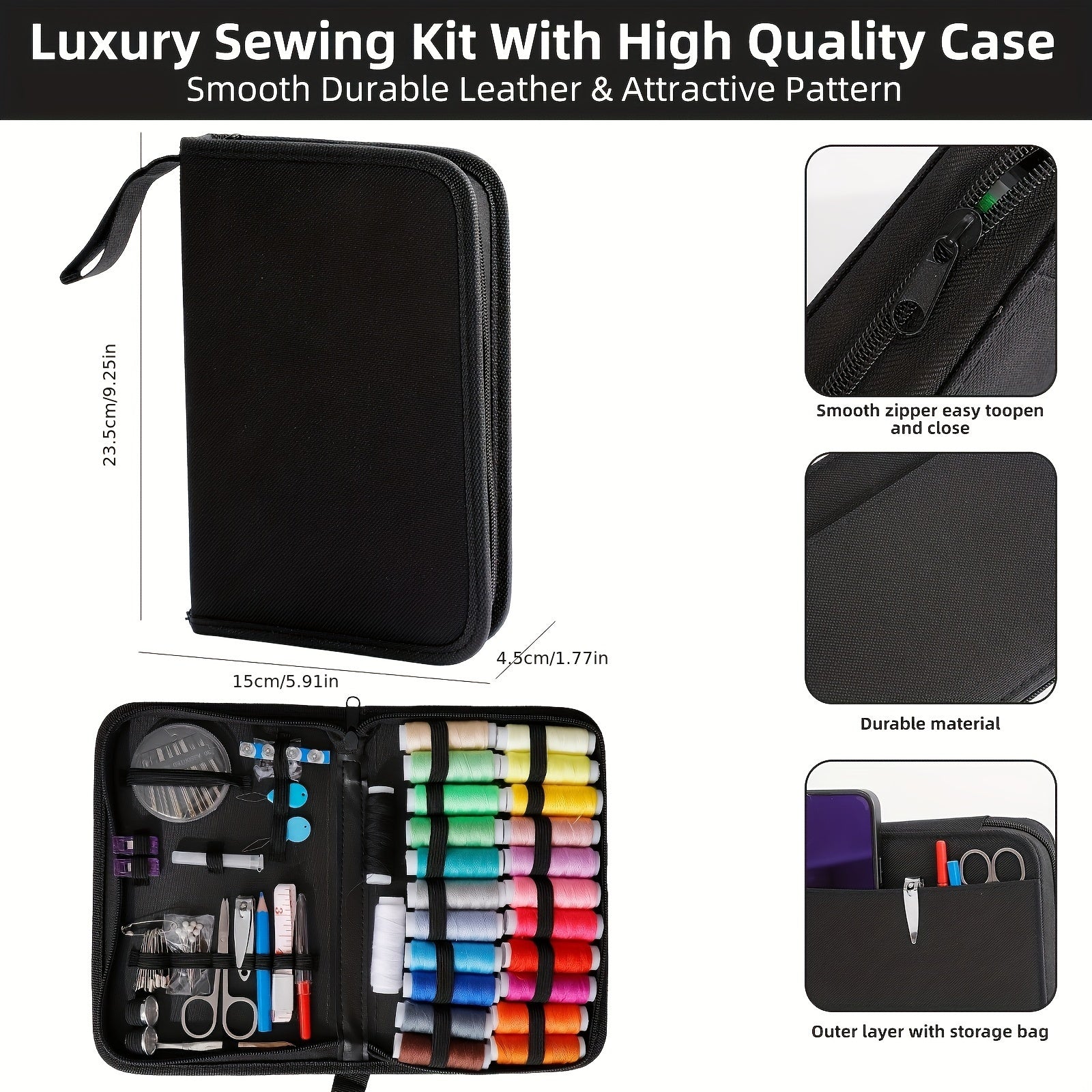 Sewing Kit With 100 Sewing Supplies And Accessories - 24-Color Threads, Needle And Thread Kit Products For Small Fixes, Basic Mini Travel Sewing Kit For Emergency Repairs